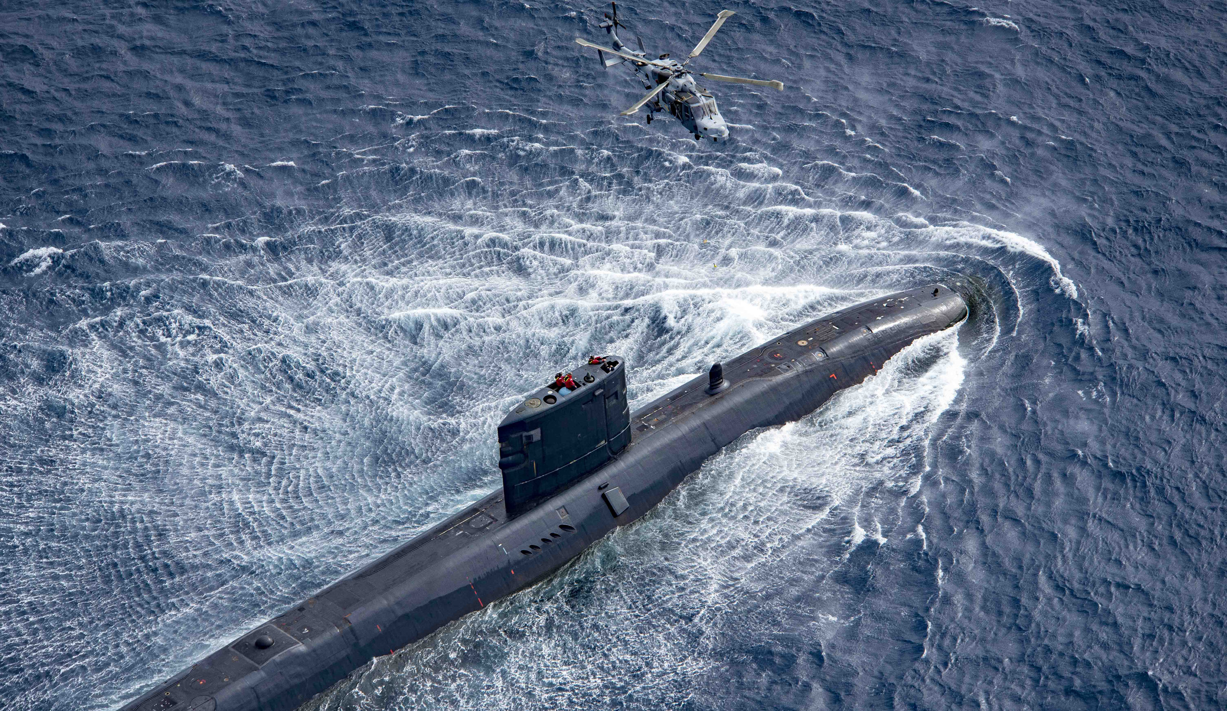 A British nuclear-powered attack submarine, pictured in the North Atlantic during 2017. Photo: USN